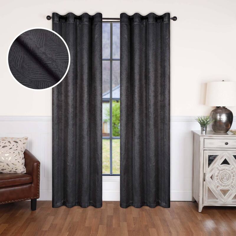 Superior Waverly Washable Room Darkening Curtains, Set of 2 Panels - 52" x 63" - Grey