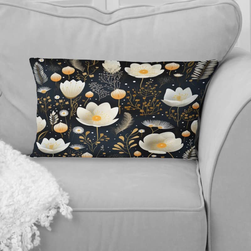 Designart "Divine Dreams Floral Pattern V" Floral Printed Throw Pillow - 12 x 20