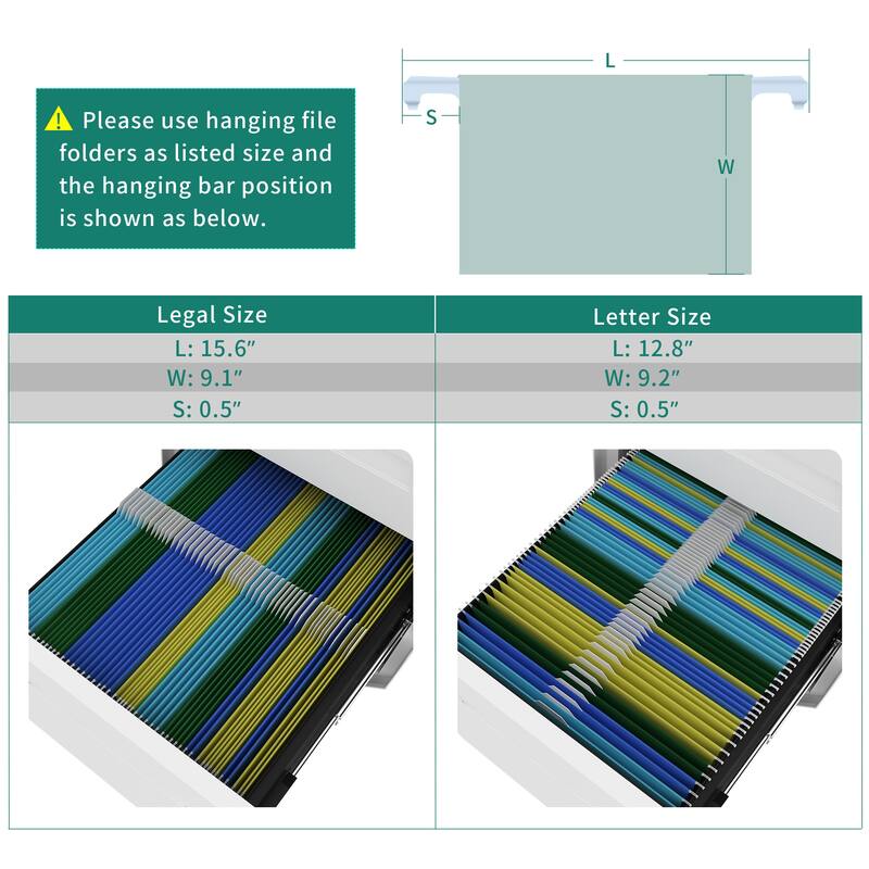 Modern Polygon 3-Drawer Wheeled Steel File Cabinet