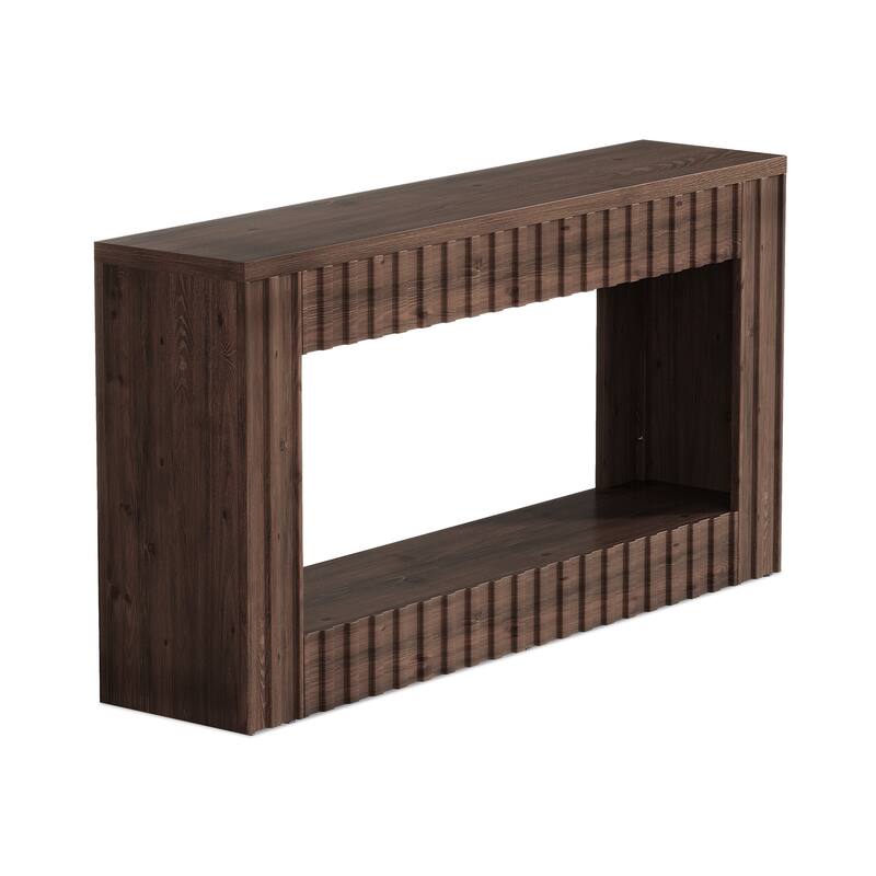 Solid Wood Sofa Table, 63" Long Console Table with Open Storage, Entryway Table for Living Room, Hallway, Foyer