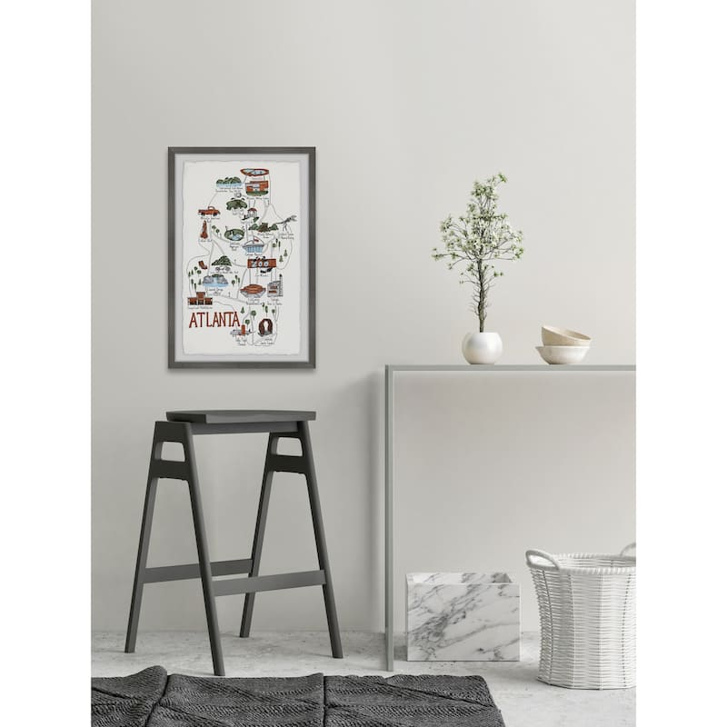 'Illustrated Map of the City of Atlanta' Framed Painting Print