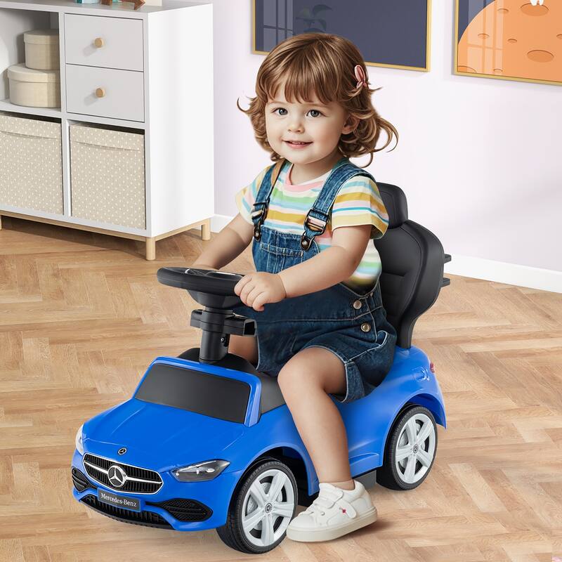Gymax 3-in-1 Toddler Push Car w/Adjustable Canopy Under Seat Storage