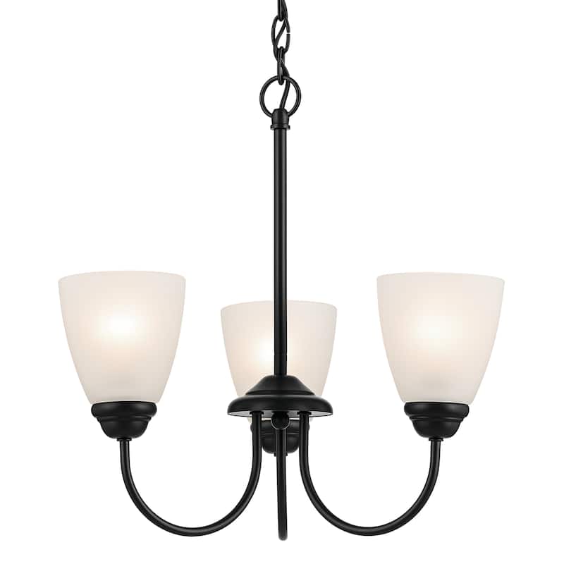 Kichler Lighting Jolie 3-Light Mini Chandelier with Satin Etched Glass in Black