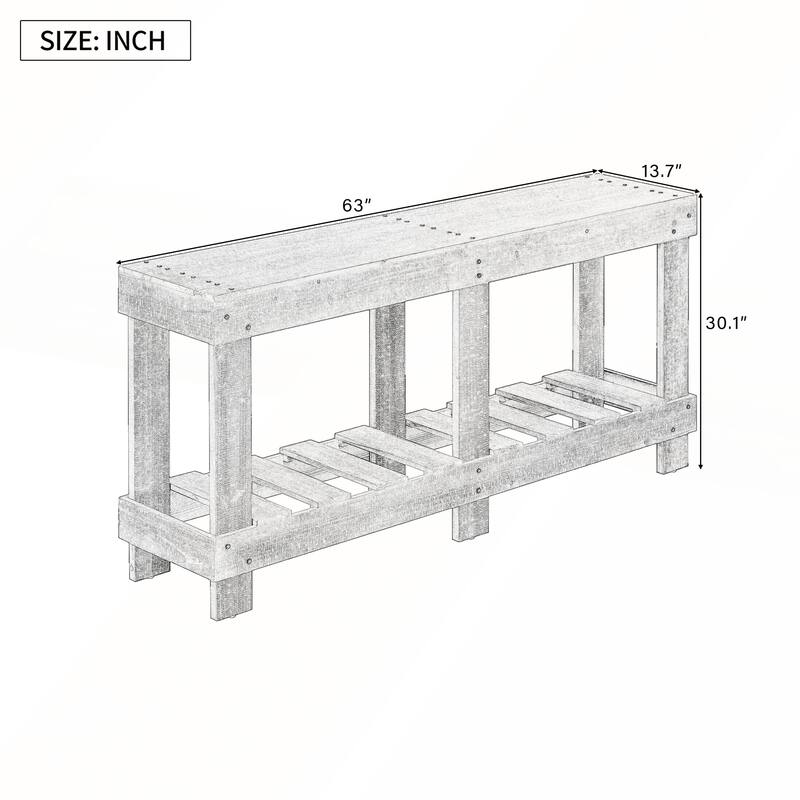 62.9-Inch Vintage Entryway Table with Natural Fir Wood