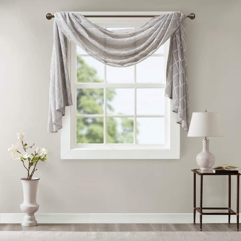 Diamond Sheer Embroidered Window Scarf