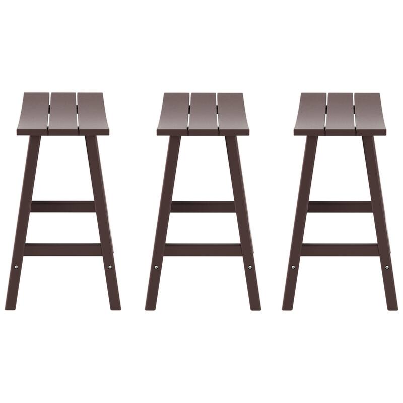 Polytrends Laguna Hdpe All Weather Outdoor Patio 24" Saddle Seat Counter Stool (Set Of 3)