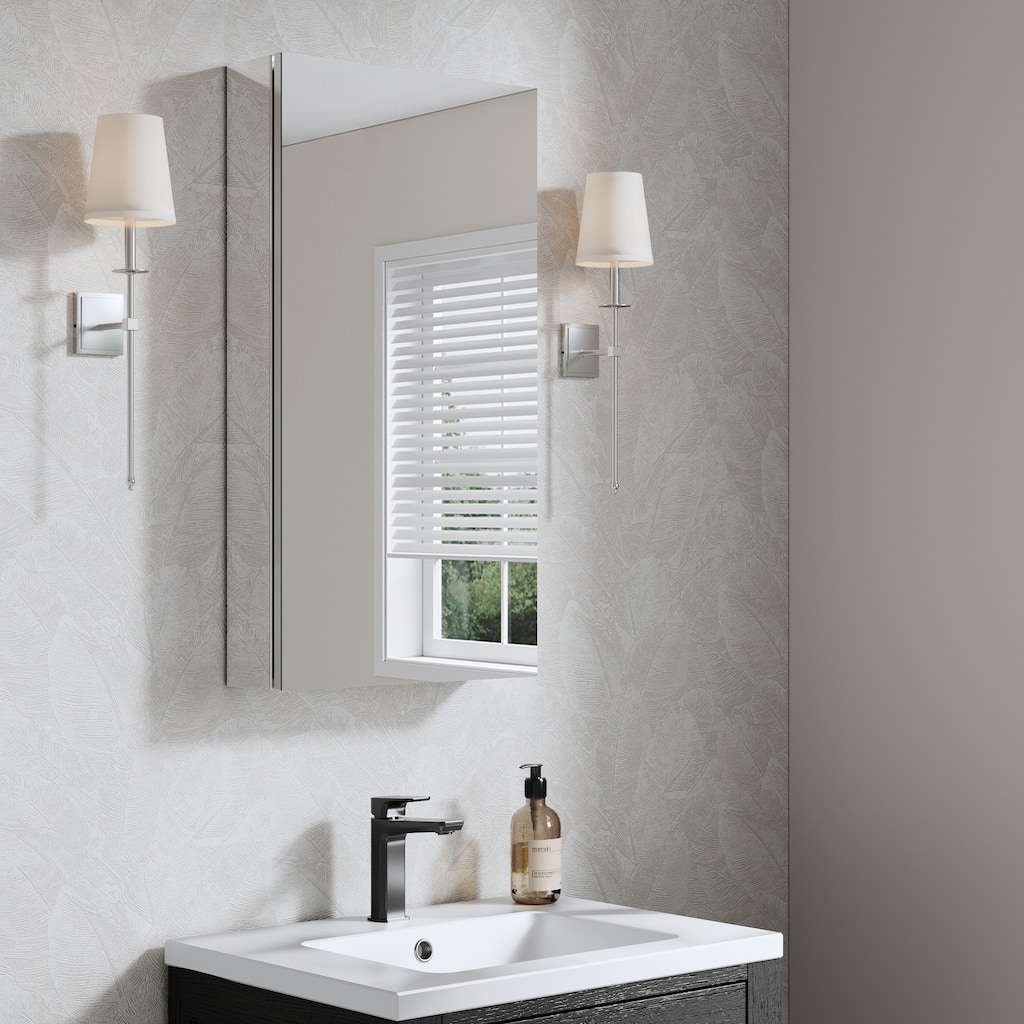 Recessed or Surface Wall Mount Bathroom Medicine Cabinet With Adjustable Glass Shelves