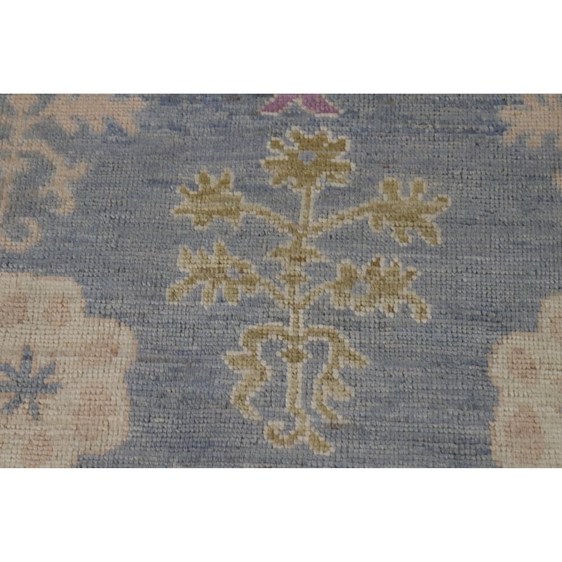 Oushak Turkish Area Rug Hand-Knotted Vegetable Dye Blue Wool Carpet - 9'3" x 11'11"