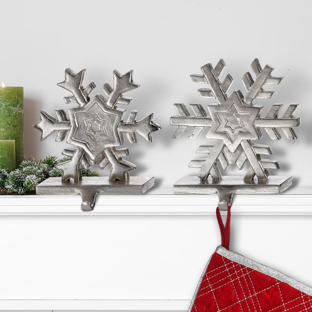 9" Resin Snowflake Stocking Holder Set of 2