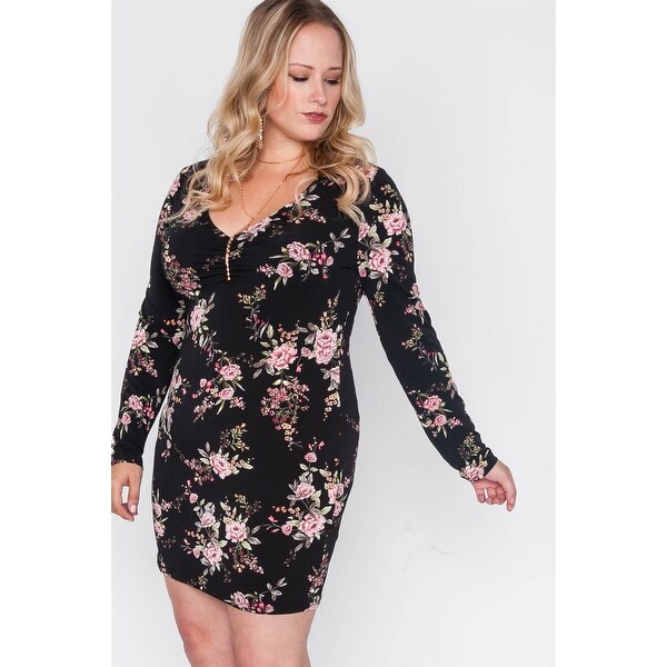 plus size long sleeve mini dress