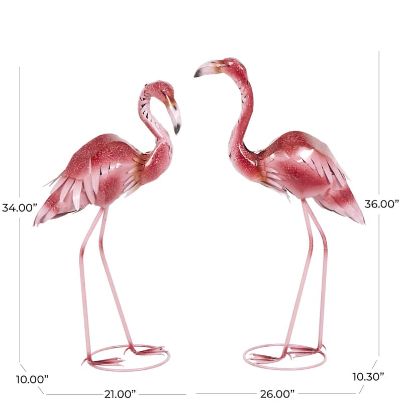 Metal Flamingo Tall Textured Ombre Decorative Garden Sculpture - Set of 2 Pink - Roche River Decor