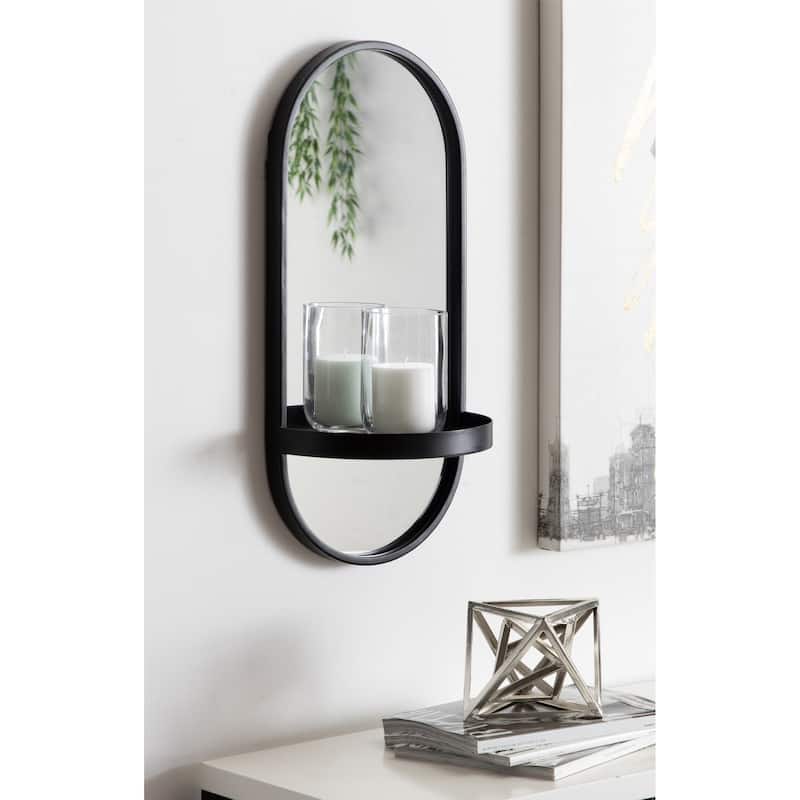 Kate and Laurel Estero Metal Oval Wall Mirror with Shelf