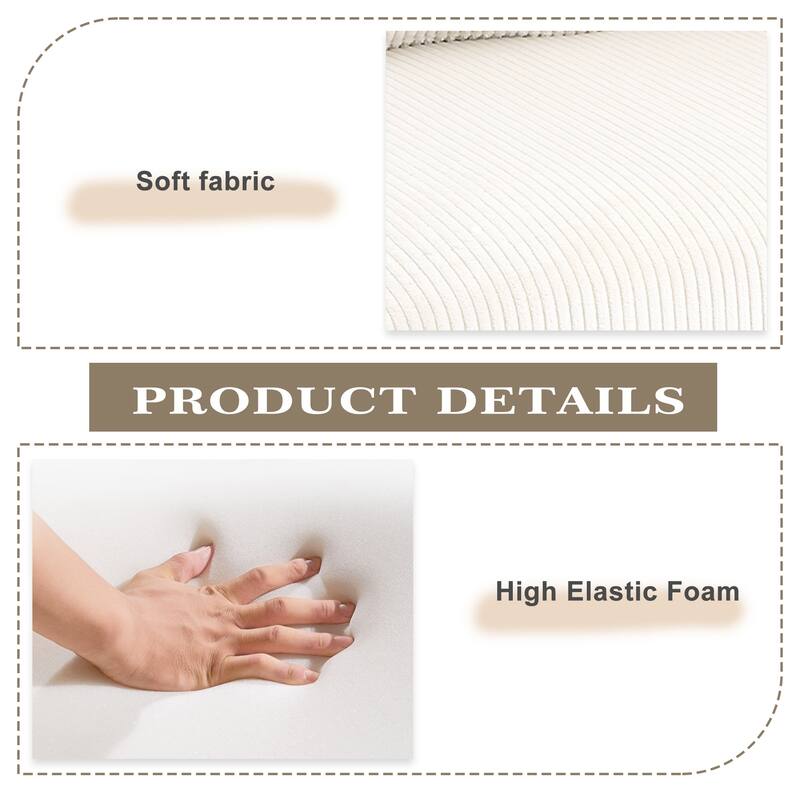 Oversized Corduroy Upholstery Modular Sofa No Assembly