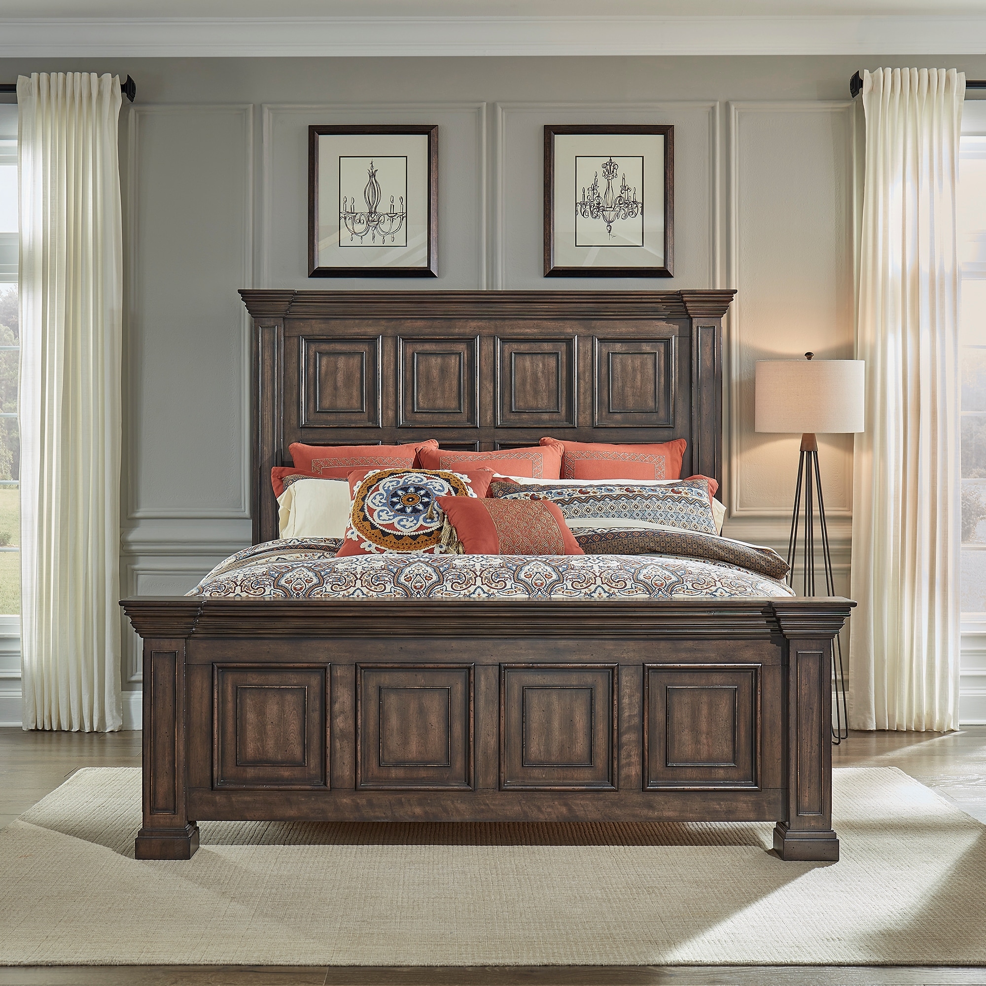 Big Valley Brownstone Distressed King California Panel Bed