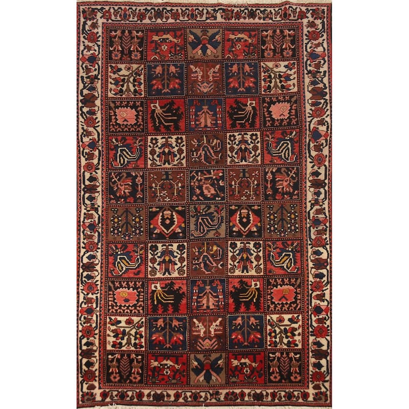Garden Design Bakhtiari Persian Area Vintage Rug Hand-Knotted Wool Carpet - 5'8" x 9'7"