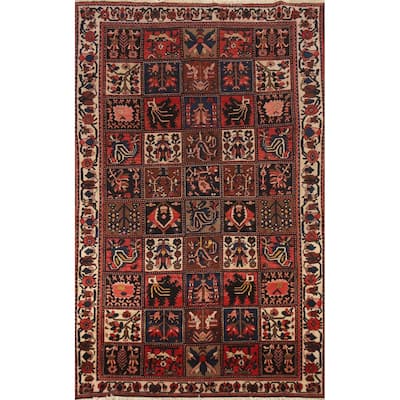Garden Design Bakhtiari Persian Area Vintage Rug Hand-Knotted Wool Carpet - 5'8" x 9'7"