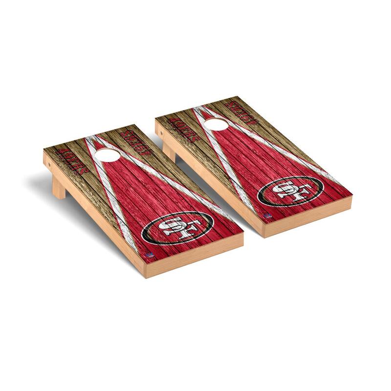San Francisco 49ers NFL Football Triangle Cornhole Board Set - Include Team Bags + LED Lights