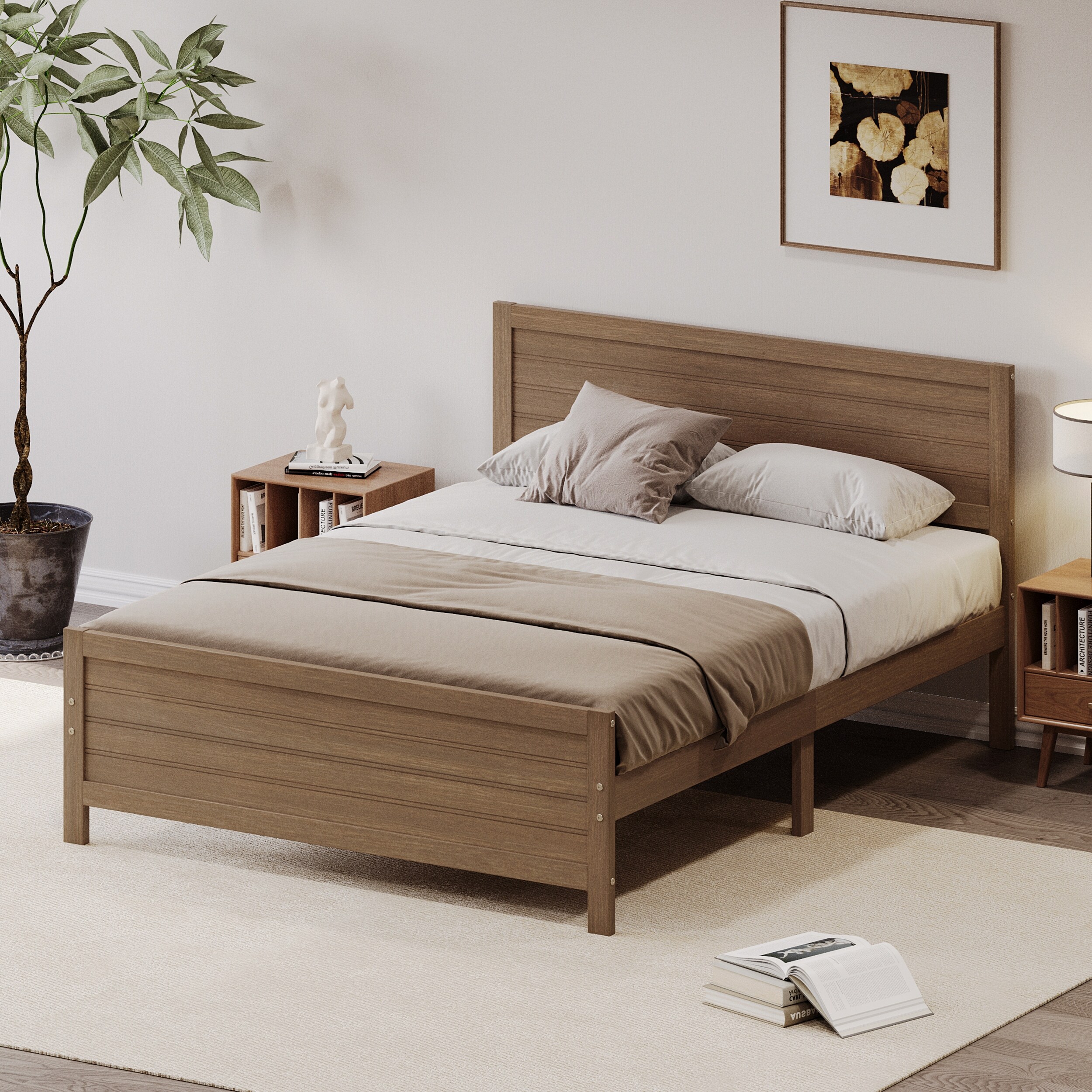 Solid Wood Queen Bed Frame with Underbed Storage Clearance Modern Easy Assembly No Box Spring Required Bed Bath Beyond 41703236