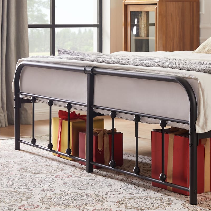 VECELO Metal Bed Frame with Headboard Classic Metal Platform Bed Frame Mattress Foundation with Victorian Style Footboard