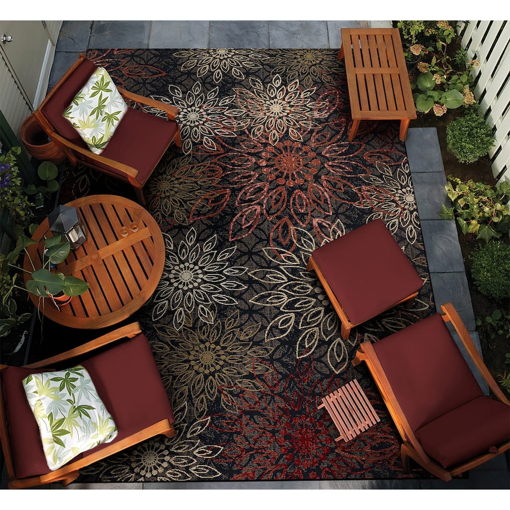 Dream Decor Rugs Gelato Salerno Black Multi Indoor Outdoor Area Rug