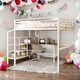 preview thumbnail 1 of 20, Full Size Metal Loft Bed with Desk and Lateral Storage Ladder for Home White