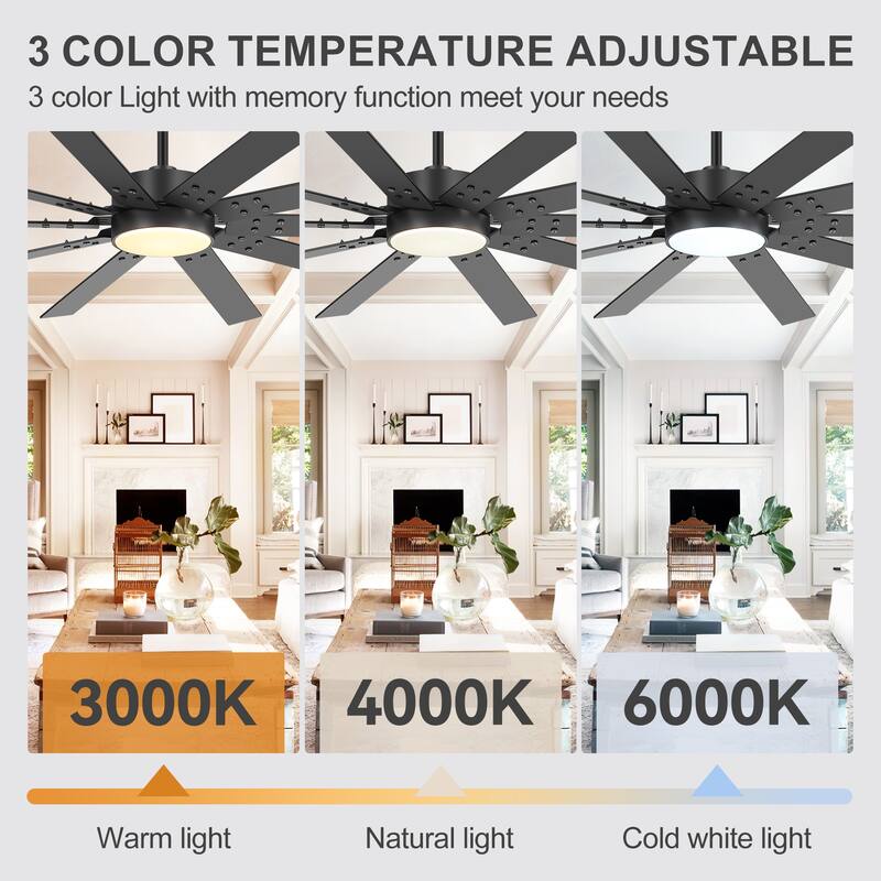 72" Integrated LED Windmill Large Ceiling Fan with Light and Remote(10 Reversible Blades)