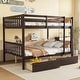 preview thumbnail 11 of 58, Rubber Wood Bunk Bed Frame with 2 Drawers,Convertible into 2 Beds Espresso - Full