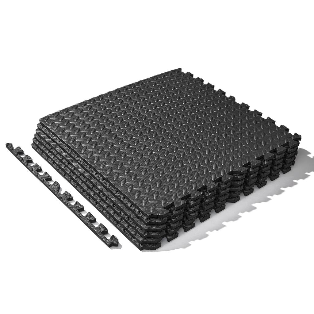 Sunny ½ inch Thick Puzzle Exercise Mat - Black - SF-EM01-BK