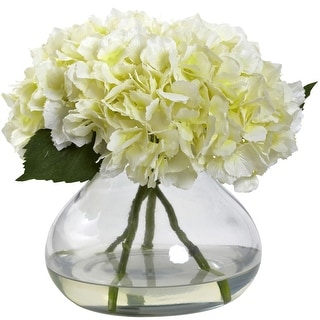 Large Blooming Hydrangea w/Vase - H: 9 In. W: 10 In. D: 8 In.