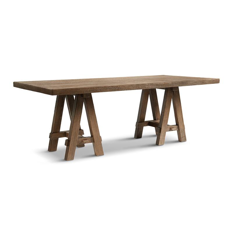 Jennifer Taylor Home Hawthorne 84" Solid Reclaimed Elm Trestle 8-Person Dining Table