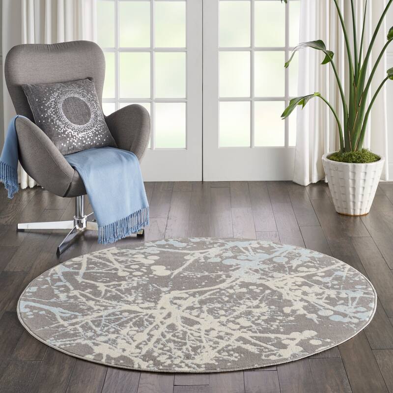 Nourison Jubilant Modern Botanical Abstract Grey Area Rug
