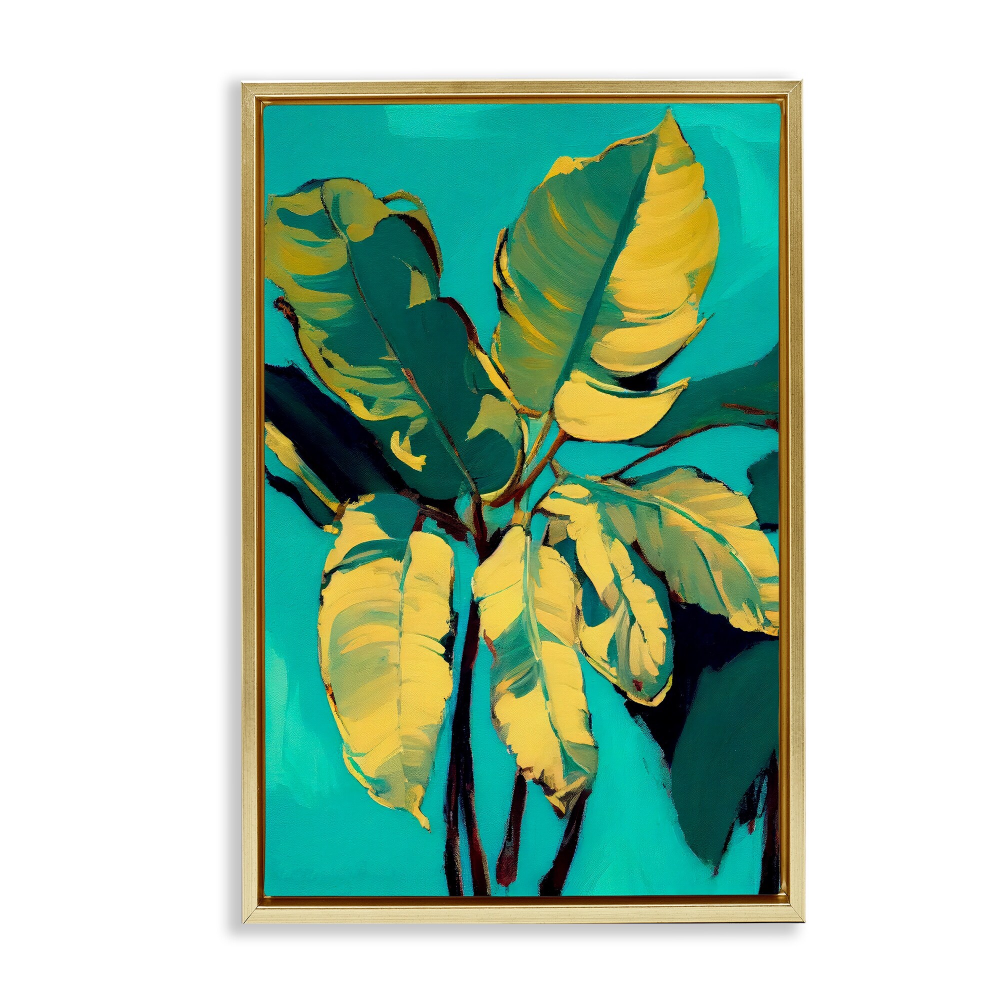 Stupell Organic Banana Leaves Framed Floater Canvas Wall Art Design By 1x