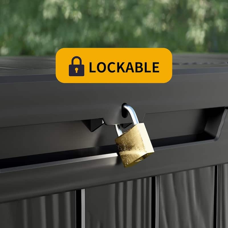 80gallon outdoor resin deck box weatherproofwith hydraulic rod, bench