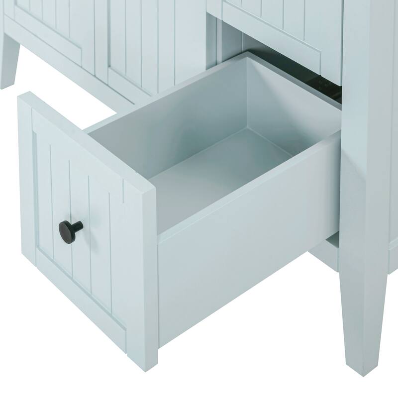 Layla Bathroom Vanity in Ice Blue with Cala White Engineered Stone Top