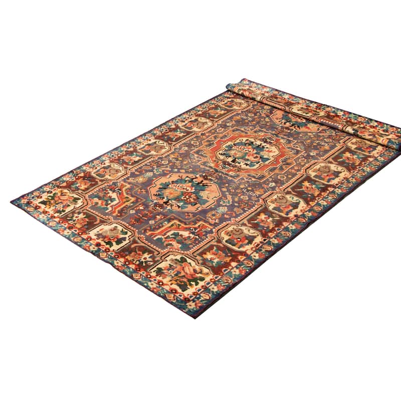 ECARPETGALLERY Hand-knotted Kayseri Vintage Navy Wool Rug - 5'4 x 10'4