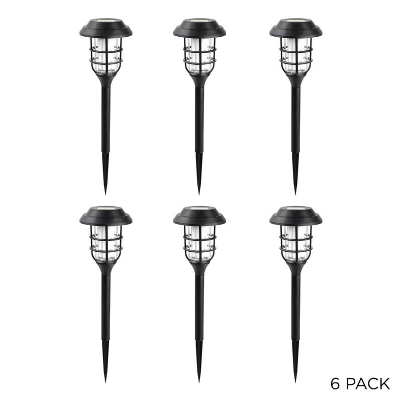 Alpine Corporation 17" Tall Outdoor Solar Powered Pathway LED Torch Light Stakes (Set of 6)