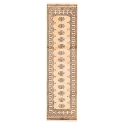ECARPETGALLERY Hand-knotted Peshawar Bokhara Ivory Wool Rug - 2'7 x 10'2