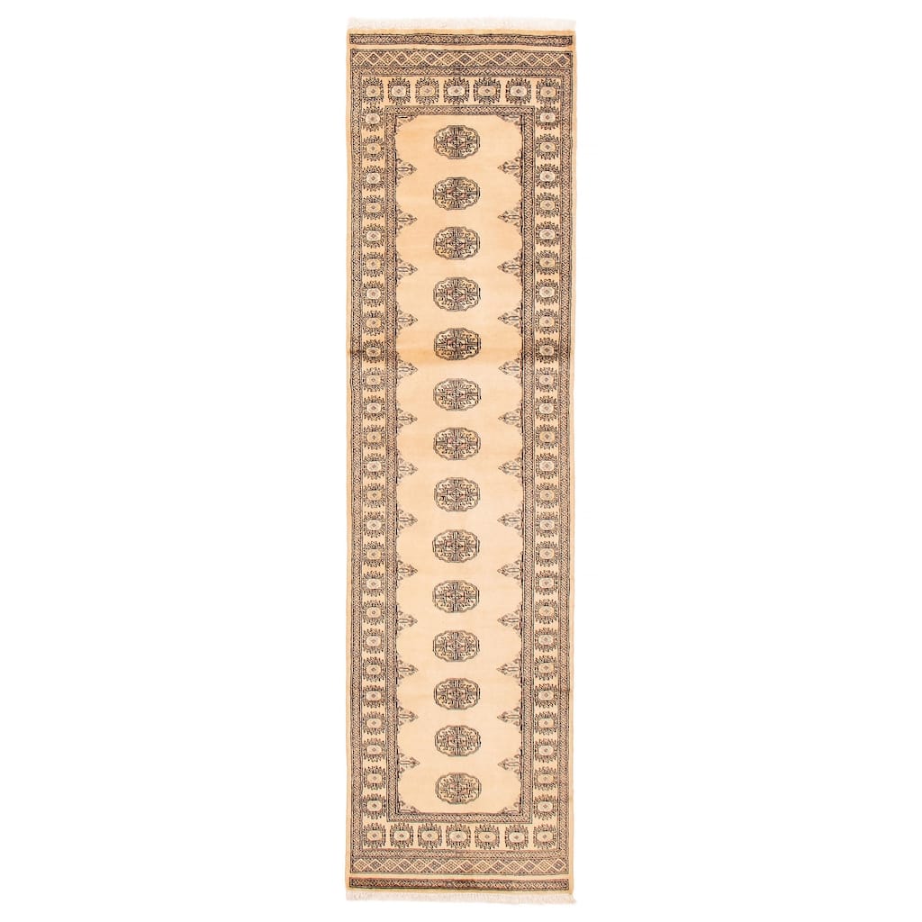 ECARPETGALLERY Hand-knotted Peshawar Bokhara Ivory Wool Rug - 2'7 x 10'2
