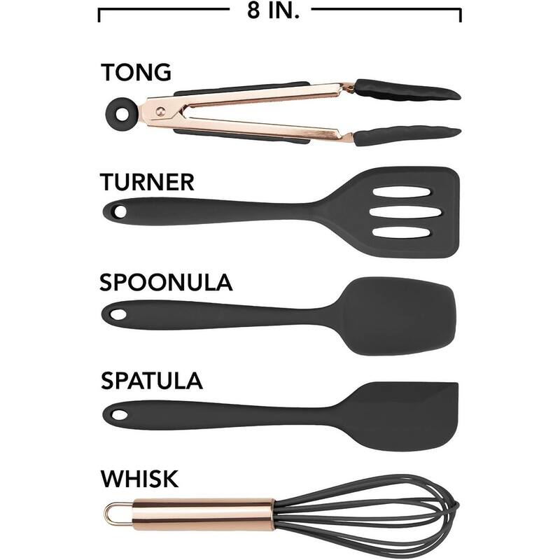 COOK WITH COLOR Silicone Kitchen Utensil Set Nonstick Safe, Easy-Clean Cooking Tools, Aqua