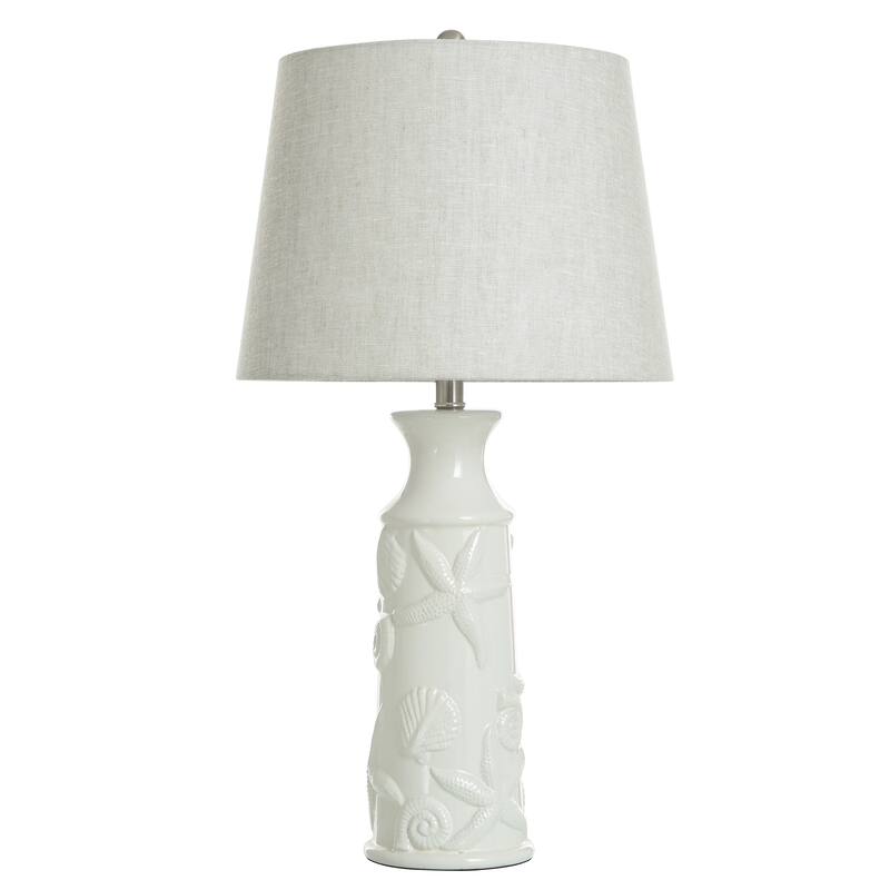Ceramic Table Lamp - Glazed Finish - Light Grey Shade