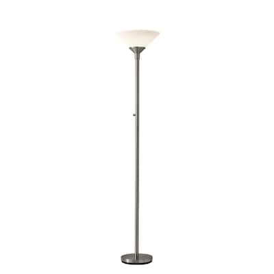 73" Modern Torchiere Floor Lamp with White Cone Shade and Rotary Switch for Living Room or Bedroom Decor - 73”H x 14”W x 14”D