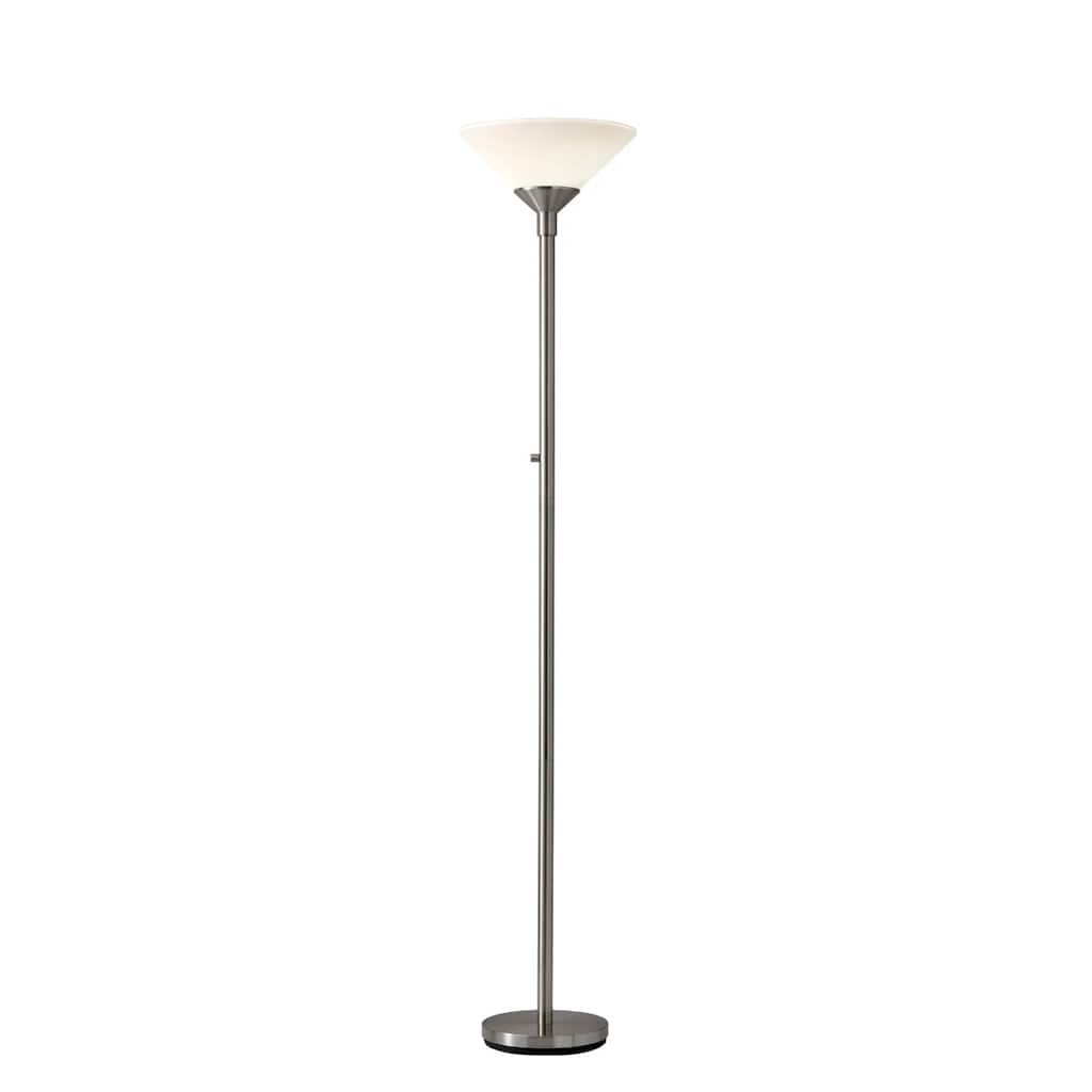 73" Modern Torchiere Floor Lamp with White Cone Shade and Rotary Switch for Living Room or Bedroom Decor - 73”H x 14”W x 14”D