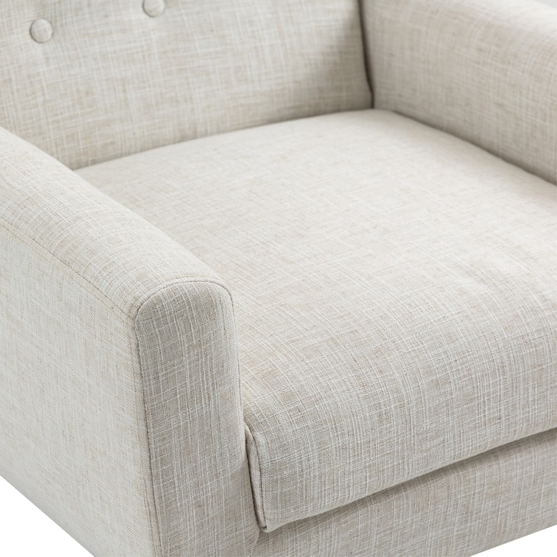 Modern Upholstered Faux Leather Tufted Armchair Linen Accent Chairs
