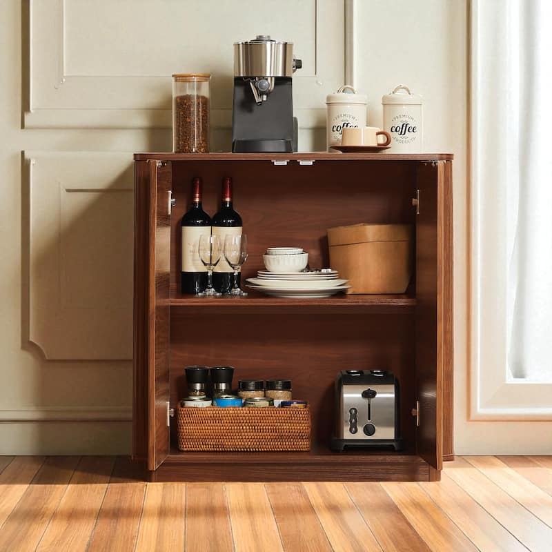 31.5'' Modern Buffet Cabinet Sideboard with Storage, Curved Wave Design Accent Cabinet for Dining Room & Entryway