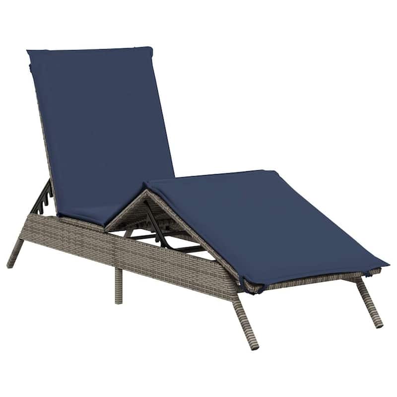 vidaXL Sun Lounger with Cushion Chaise Lounge Poly Rattan Brown/Gray/Black - 9.1 x 31.0 x 13.2