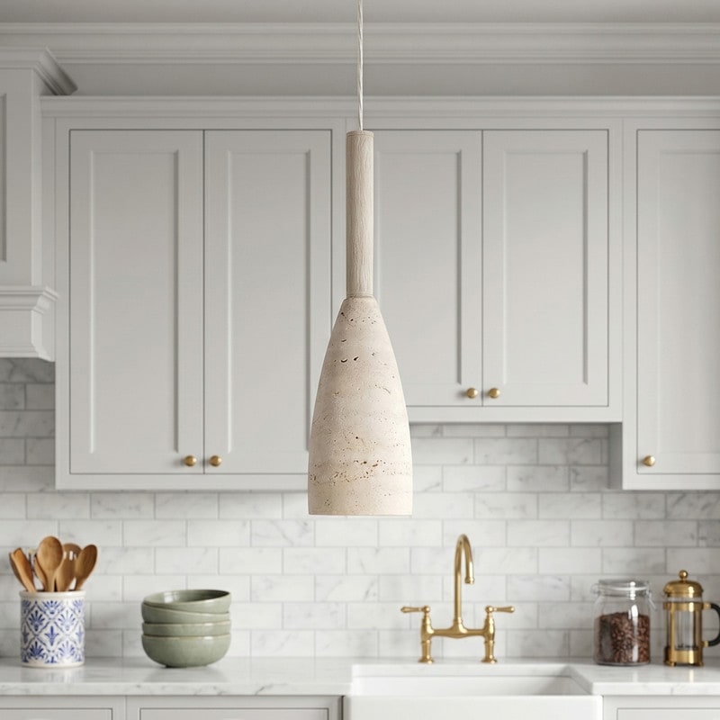Acroma 1 -Light Natural Stone Elongated Pendant Light - 1-light