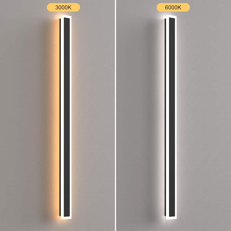 YANSUN Outdoor LED Wall Light, Rectangular Design, 3000K Warm Light, Satin Black Finish for Modern Outdoor Spaces - 3.1*1.7*43.3