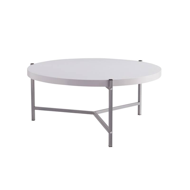 36.5" Modern Round Coffee Table with Wooden Top and Sleek Stainless-Steel Base for Living Room - 36.5”L x 36.5”W x 16.5”H