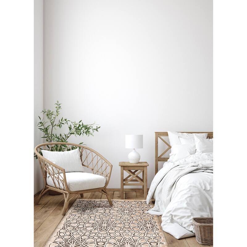 ECARPETGALLERY Hand Loomed Elysian Beige, Dark Brown Viscose, Wool Rug - 4'10 x 7'0