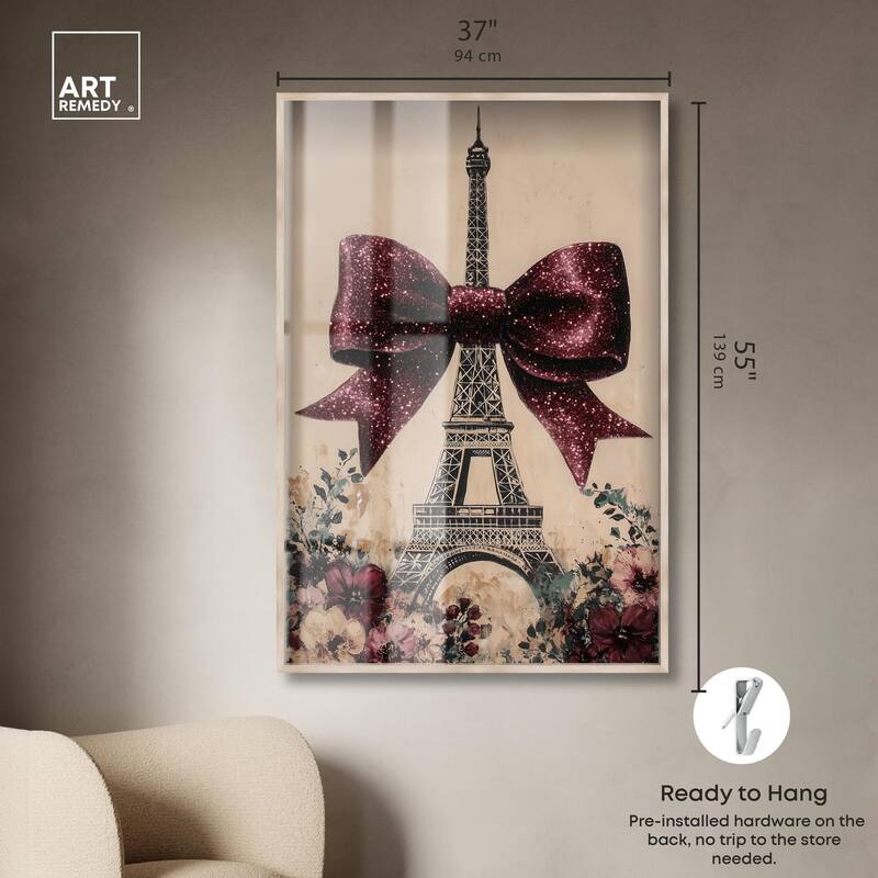 Sparkling Bow Eiffel Tower Shadowbox by Art Remedy